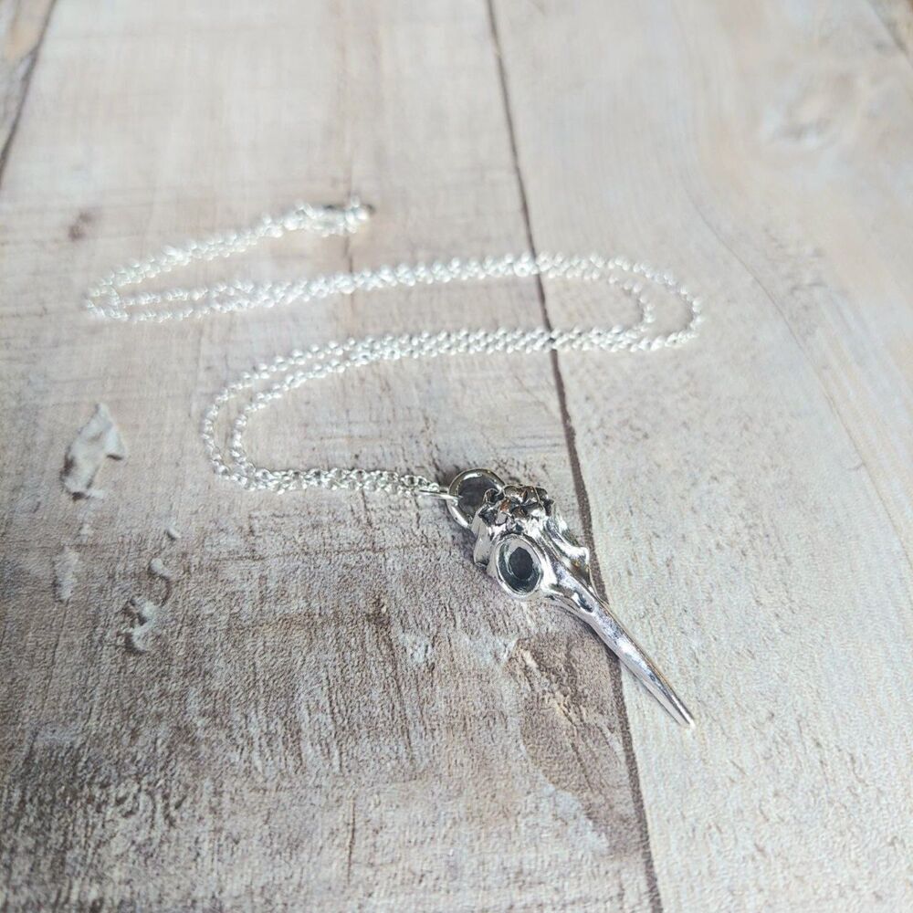 Crow Skull Necklace Halloween Necklace Bird Skull
